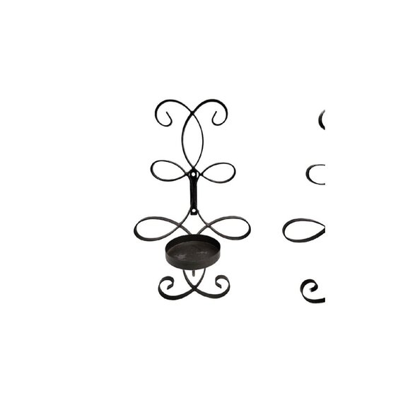 Black Metal Wall Sconce Candle Holder Wrought Iron Large 16" Farmhouse Pair of 2 - Picture 4 of 11